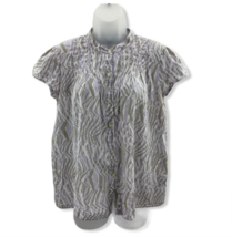 Calvin Klein Womens Gray Purple Stripes Modern Button Up Top Size M - £16.44 GBP