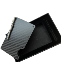Black Super Slim Aluminum Wallet Credit Card wHolder w Money Clip RFID NEW - £12.65 GBP