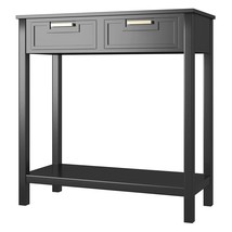 Modern Entryway Accent 2 Drawer Sofa Side Table Black - £178.85 GBP