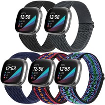 Adjustable Elastic Watch Band Compatible With Fitbit Sense/Fitbit Versa 3, 5 Pac - £15.71 GBP