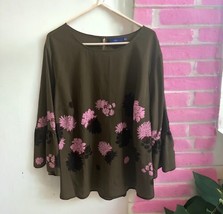 NWT apt.9 blouse SIZE 2x floral Olive lavender/pink top lightweight blouse - $30.68