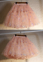 Girl Blush Pink Tiered Tulle Skirt A-line Puffy Skirt Plus Size Knee Length image 1
