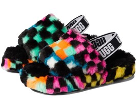 UGG Fluff Yeah Slide Check Checkerboard Plush Strap Back Slippers Sandal... - $78.99
