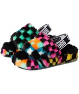 UGG Fluff Yeah Slide Check Checkerboard Plush Strap Back Slippers Sandal... - $108.03 CAD