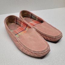 LL Bean Women&#39;s Pink Suede Moccasin Plaid Lined Slipper Slip On Loafer Size 10 M - £19.15 GBP