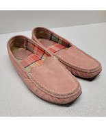 LL Bean Women&#39;s Pink Suede Moccasin Plaid Lined Slipper Slip On Loafer S... - £19.22 GBP