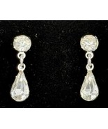 Vintage Eisenberg Script E Clip-On Earrings Clear Prong Set Rhinestones - $43.99