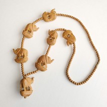 Vintage Carved Wood Elephant Fetish Bead Necklace - £14.12 GBP