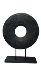 Disc Table Top Home Decor Black Wood Ring Donut Contemporary Minimalist Abstrac - £22.58 GBP