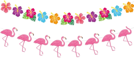 Tropical Flamingo Hibiscus Banner – Summer Beach Party Decoration, Reusable - $9.85