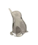Unbranded Clear Art Glass Penguin Paperweight Bird Figurine 4.25&quot; Tall S... - $18.81