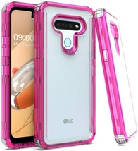 For Lg K51 /Lg Reflect Pink Clear Heavy Duty Hybrid Rubber Shockproof Case Cover - $16.99