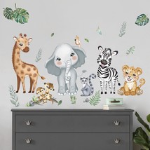 Jungle Animals Wall Decals Elephant Giraffe Safari Wall Stickers Baby Nursery Ki - £20.77 GBP