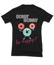 Donut Worry Be Happy-03, black Vneck Tee. Model 6400014  - £23.96 GBP