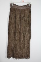 Vtg Kalinka 6 Bronze Brown Crinkle Crepe Maxi Skirt - £23.27 GBP