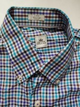 PETER MILLAR Long Sleeve Men&#39;s Large Multi Color Check Cotton Dress Shirt - $34.60