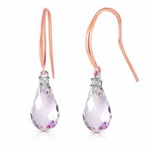 Galaxy Gold GG 14k Rose Gold Fish Hook Earrings with Diamonds and Pink T... - £278.56 GBP+