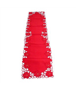 Saro Flor Poinsettia Cutwork Red Design 16 x 72 inches - $21.65 CAD
