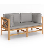  Garden Bench Dark grey cushions and natural teak wood Teak hardwood - $462.49