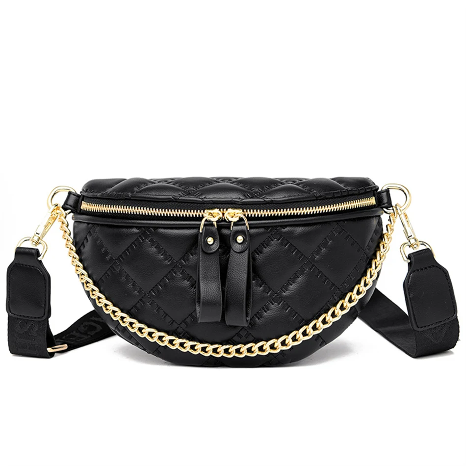 Diamond Lattice Saddle Chain Bag Soft Leather Shoulder Bags for Women 20... - £27.45 GBP