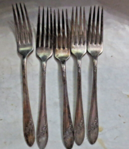 Vintage Tudor Plate Oneida Community Queen Bess II Set of 5 Forks 7.5&quot; - $13.99