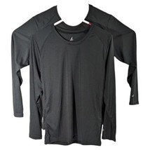 2 Womens Black Long Sleeve Shirts Medium Blank Plain Performance Tops - £25.50 GBP