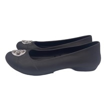 Crocs Gianna Ballet Fat Silver Disc Comfort Black Shoes Slip On Womens S... - £23.34 GBP