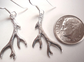 Deer Antlers 925 Sterling Silver Dangle Earrings - £5.02 GBP