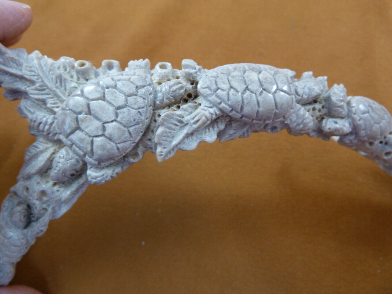 (TURT-SEA-30) Sea turtles + coral of shed ANTLER figurine Bali detailed carving Item image 5