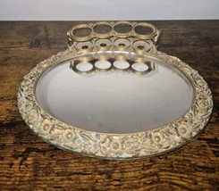 Hollywood Regency Vintage Ormolu Lipstick Holder Vanity Oval Mirror BK352 - $47.03