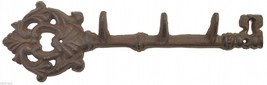 Wall Hook Coat Rack Antique Skeleton Key Style 3 Hooks Cast Iron 12&quot; Long Towel - £10.04 GBP