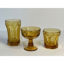 VTG Anchor Hocking Amber Glassware Set Of 3 Tall &amp; Short Glass, Sherbet ... - £16.02 GBP