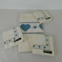 Expressions Blue Country Paper Rectangle Tablecloth 54x108 3 Pkgs Napkins Hearts - £9.27 GBP