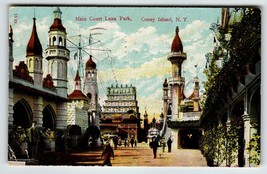 Luna Park Coney Island New York Postcard 1907 Swing Ride Amusement Park Main Ct. - £13.06 GBP