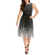 New Anne Klein Black White Dots Cotton Pleated Dress Size 16 $129 - £75.53 GBP