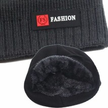 Warm Winter Men Cap Knitted Inside Fleece Beanies Style Thick Male Brimless Hat - £12.75 GBP