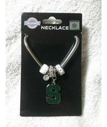 Michigan State Spartans MSU 5 Silver Charm Chain Necklace Jewelry Colleg... - £13.02 GBP