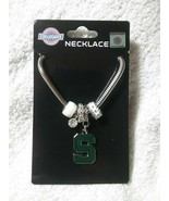 Michigan State Spartans MSU 5 Silver Charm Chain Necklace Jewelry Colleg... - £12.25 GBP