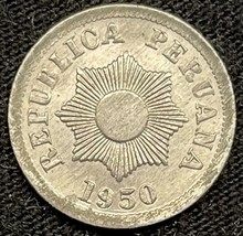 1950 Republic of Peru 2 Centavos Coin Uncirculated+ - £6.23 GBP