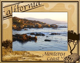 California Monterey Coast Laser Engraved Wood Picture Frame Landscape (4 x 6) - £23.62 GBP