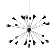 Half Century Style 24 Light Arm Black Cone Chrome Finish Sputnik Brass Chande... - £422.08 GBP