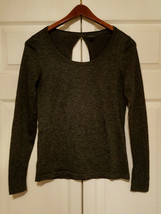 ANN TAYLOR BLACK &amp; SILVER METALLIC SIZE SMALL LONG SLEEVE TOP - £10.44 GBP