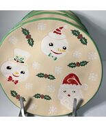 4 Eli + Ana Salad Plates Santa Snowman Cream Vintage Vibes 8.5” NEW - $41.53