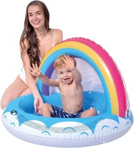 Inflatable Shade Kiddie Pool Mini Rainbow Baby Pool Tent 37&quot; X 26&quot; Waterproof Su - £24.46 GBP