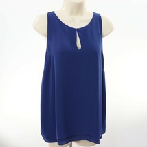 Dalia Womens Swing Tank Top M Medium Keyhole Neck Double Layered Royal B... - $28.49