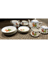 Tea Set Hand Painted Nippon Japan 16 Pc Sugar Creamer Dog Boy Girl Blue - $100.19 CAD