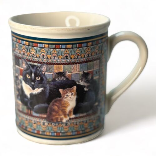 Primary image for Lesley Anne Ivory Puff And The Egyptian Eye Mug 1992 Tabby Tuxedo Cat Kittens