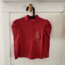 Baby Gap Girls Kids Mock Turtle Neck Red Puff Long-Sleeve Ribbed Top Shirt 2T - £11.93 GBP