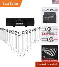 15-piece SAE Ratcheting Wrench Set, SAE 1/4" to 1" Chrome Vanadium Steel... - $109.28