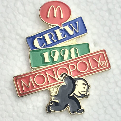 McDonald's Monopoly Game Crew Pin 1998 Gold Tone Enamel 90s Vintage Fast Food - $10.00